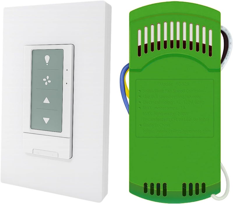 COREBAY Universal Ceiling Fan Wall Remote Control Kits with 80R Receiver, 3 Speeds/Light Dimmer, Compatible with Hampton Bay Harbor Breeze Hunter, Replace for Hunter 99770 99392 99118 99122 99123 99119 99813 - Image 1